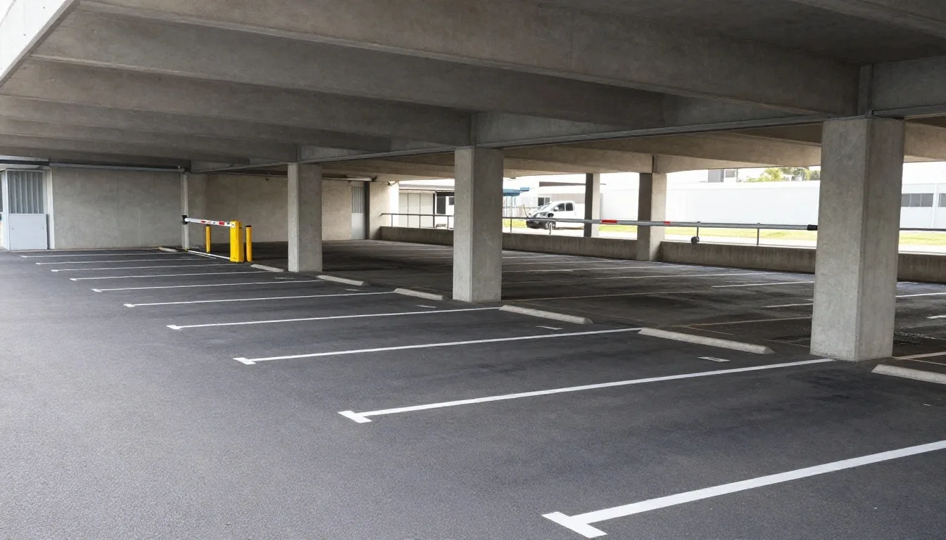 Covered parking level at Melbourne Airport in morning light