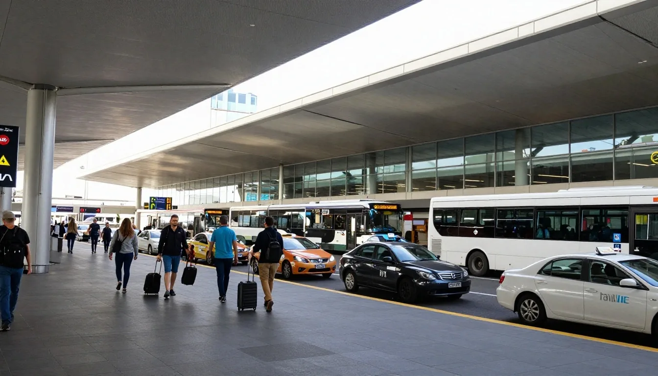 Terminal 2 departures kerb at Melbourne Airport in late afternoon light