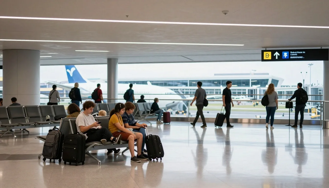 Walkway inside Terminal 2 toward departure gates