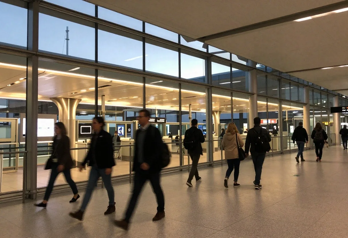 Walkway inside Terminal 2 toward security lanes