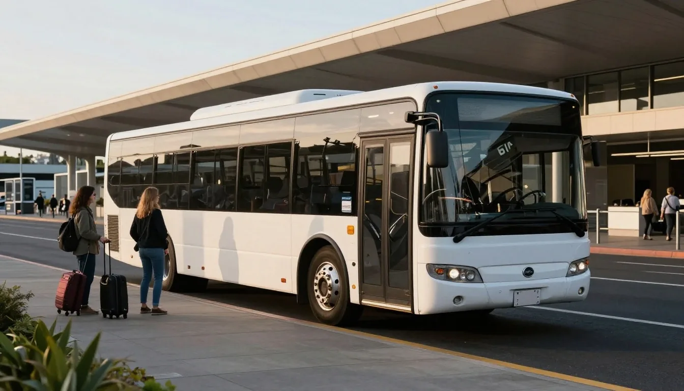 Shuttle bay outside Terminal 2 in afternoon light