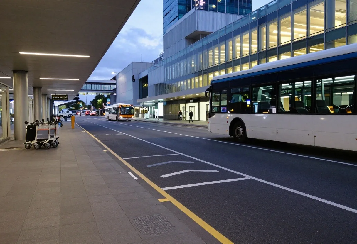 Departures kerb and shuttle bay at Melbourne Airport