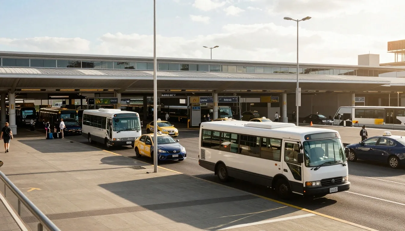 Terminal 2 departures kerb at Melbourne Airport in late afternoon light